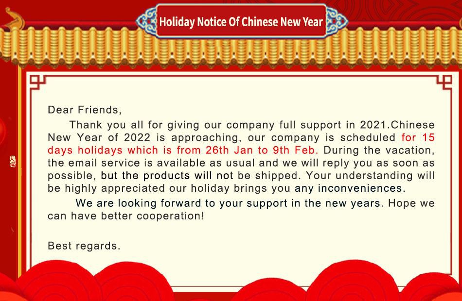 Chinese New Year Holiday Notice